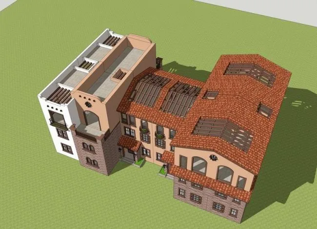 Sketchup Villa Model | Multi row Villa, Spanish Style, Classical Style