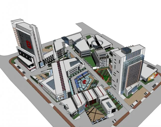 Sketchup Complex Model | Urban Complex Planning, Shopping Centers, High Rise Office Buildings, Office Hotels, Apartments, Modern Style