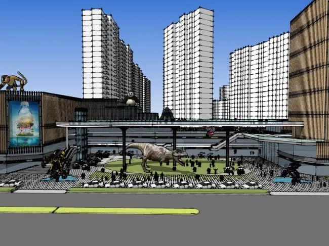 Sketchup Complex Model | Multi story Commercial Complex, Modern Style