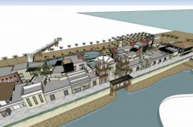 SketchUp Business Model: Modern Multi-Story Commercial Street at Fisherman's Wharf-BIM WORLD