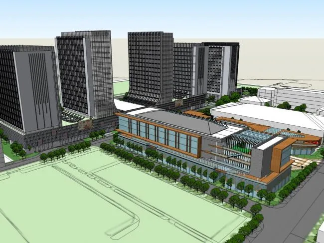 SketchUp Complex Model: Multi-Story High-Rise Office, Hotel, and Commercial Building in Modern Style