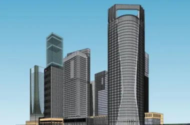 SketchUp Model of a Modern High-Rise Office and Financial Center-BIM WORLD
