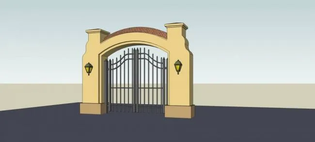 Sketchup Material Model | Architectural Components, Courtyard Doors, European Style