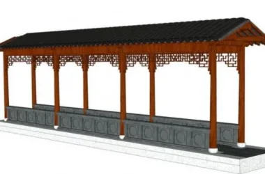 SketchUp Material Model: Chinese Corridor Frame Component-BIM WORLD