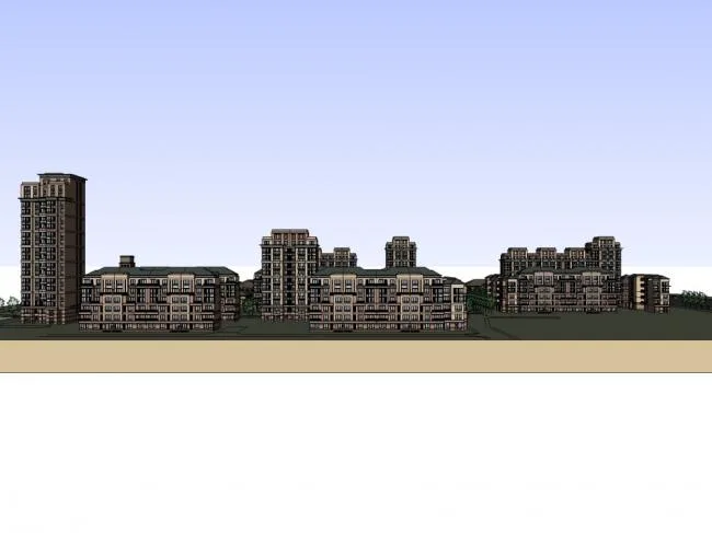 Sketchup Residential Model | High rise residential building, classical style, 18 floors
