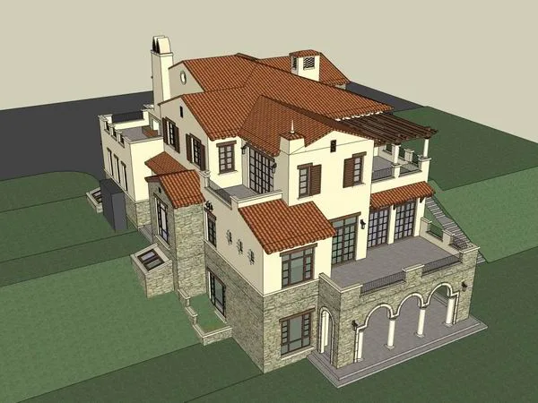 Sketchup Villa Model | Solo Villa, European Classical Style