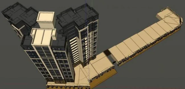 Sketchup Residential Model | High rise residential, ground floor commercial, modern style