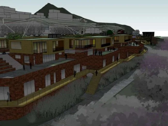 Sketchup Business Model | Multi story Commercial Street, Modern Style