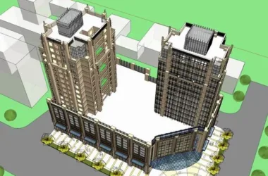 Modern High-Rise Residential SketchUp Model with Ground-Level Commercial Space-BIM WORLD