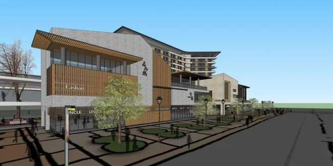Sketchup Business Model | Multi story Commercial Street, New Chinese Style