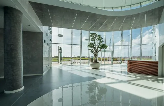 BIM Architecture | Grand Sculpture Under Blue and White Sun Screen: Forti Holding Spa Headquarters and Office Building in Italy/ATIproject