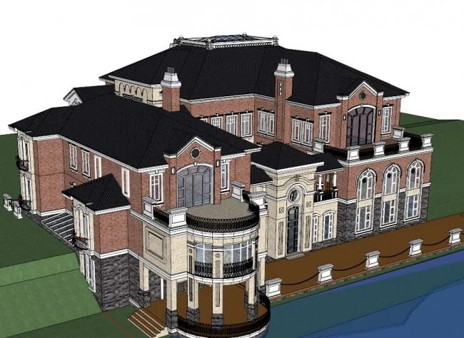 Sketchup Villa Model | Single Family Villa, Classical Style
