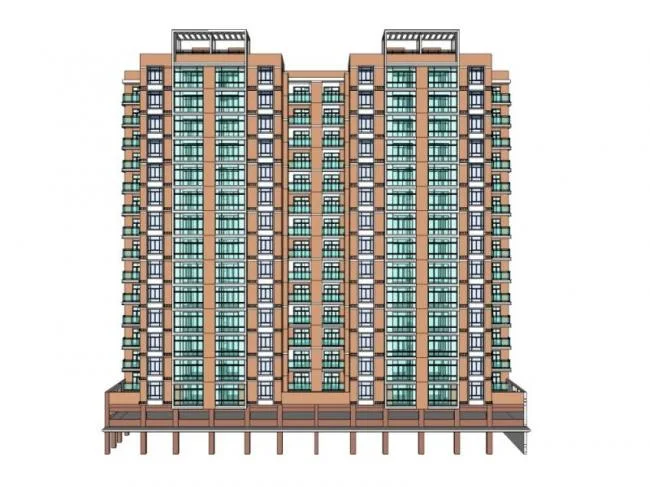Modern High-Rise Residential Building Model in SketchUp