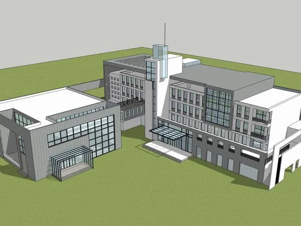 Sketchup Office Model | Multi-story Tourist Area Service Office Building, Modern Style