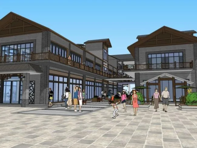 Sketchup Business Model | Multi story Commercial Street, Chinese Style