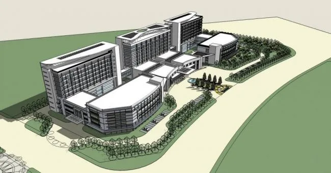 Modern Small High-Rise Hospital Model in SketchUp