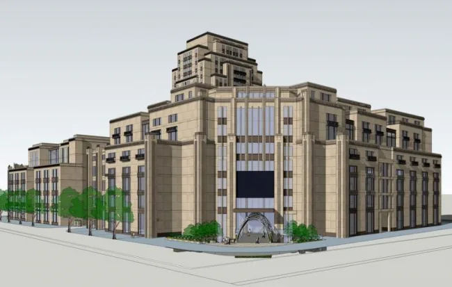 Sketchup office model | Multi story high-rise mixed office building, neoclassical style