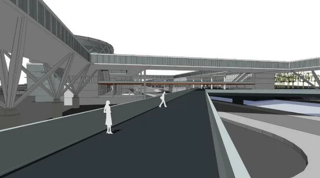 Sketchup Station Road and Bridge | Mountain Railway Passenger Transport Hub Center Planning, Multi story Passenger Station, Transportation Architecture, Modern Style