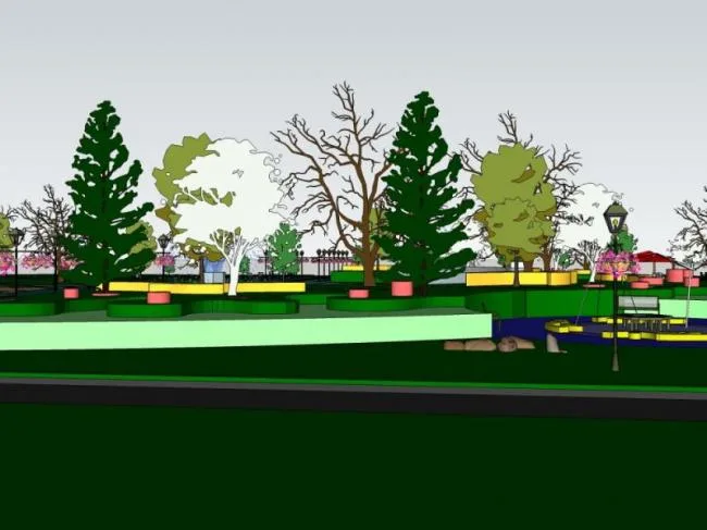 Sketchup Landscape Model | Square Landscape, Modern Style