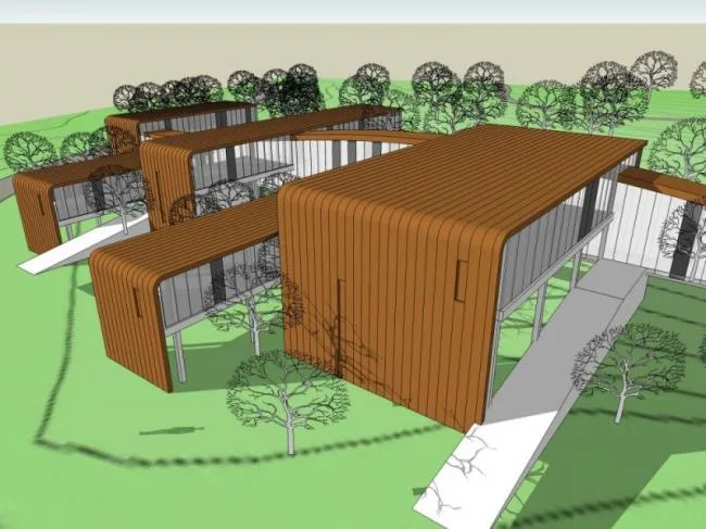 Sketchup Business Model | Low Level Clubhouse, Modern Style