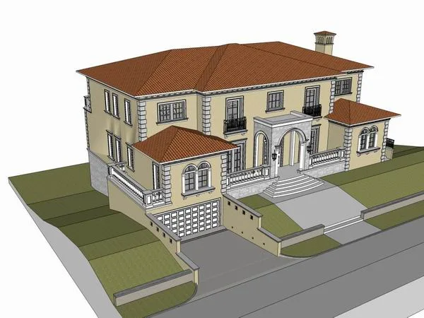 Sketchup Villa Model | Single Family Villa, Classical Style