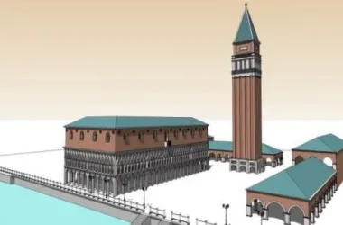 Square Classical Style Landscape Model in SketchUp-BIM WORLD