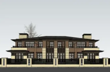 Modern Twin Villa Design in SketchUp Model-BIM WORLD