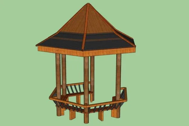 Sketchup Sketch Model | Leisure Pavilion Landscape Sketch Material Component