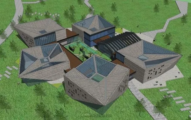 Sketchup Cultural Model | Multi story Exhibition Hall, Modern Style, Cultural Architecture