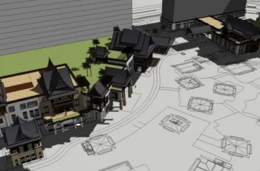 SketchUp Multi-Story Chinese-Style Resort Hotel Model-BIM WORLD
