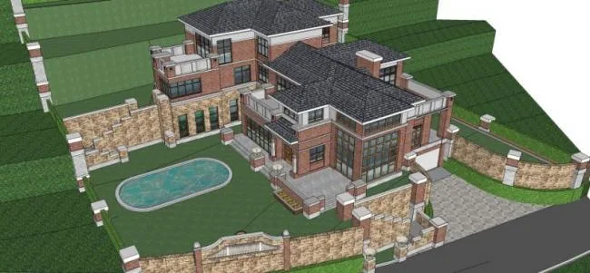 Sketchup Villa Model | Stacked Villa, Modern Style
