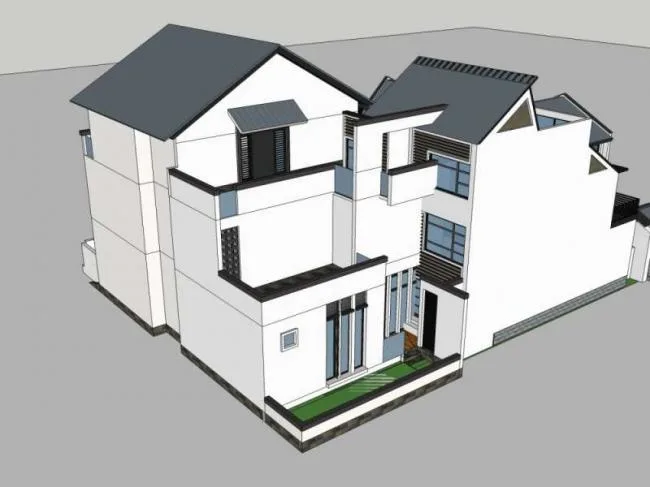 Sketchup Residential Model | Multi story Residence, Chinese style Courtyard, Chinese Style