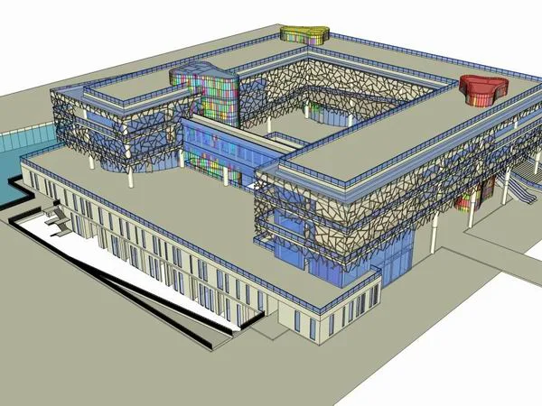 Sketchup Cultural Model | Multi story Art Museum, Cultural Architecture, Modern Style