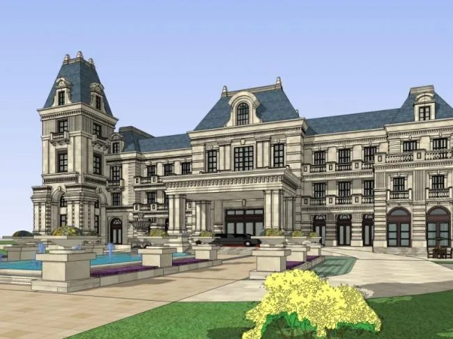 Sketchup Business Model | Multi story Clubhouse, Classical Style