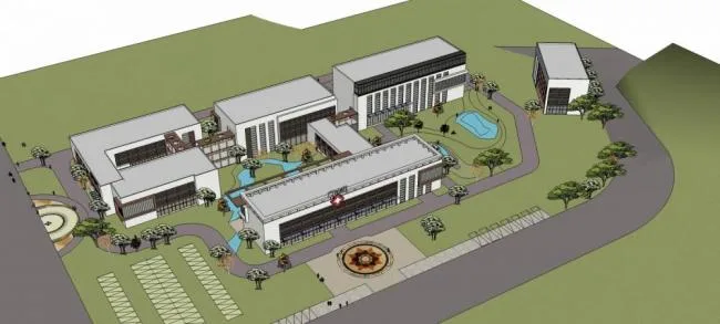 Modern Multi-Story Hospital Model in SketchUp