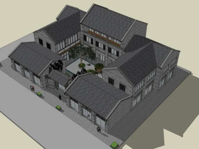 Sketchup Business Model | Stacked Villas, Commercial, Chinese Style