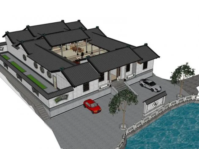 Sketchup Residential Model | Low rise Residential, Ancient Residential, Chinese Style