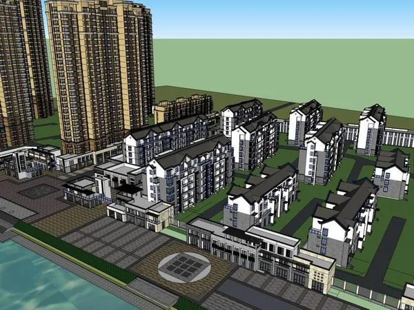 Sketchup Residential Model | Multi story Residential Complex, Classical Style