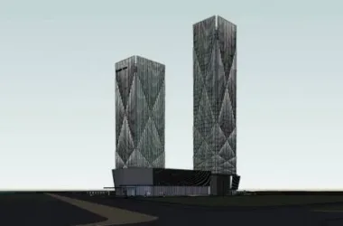 SketchUp Office Complex Featuring a Super High-Rise Tower, Hotel, and Modern Commercial Podium-BIM WORLD