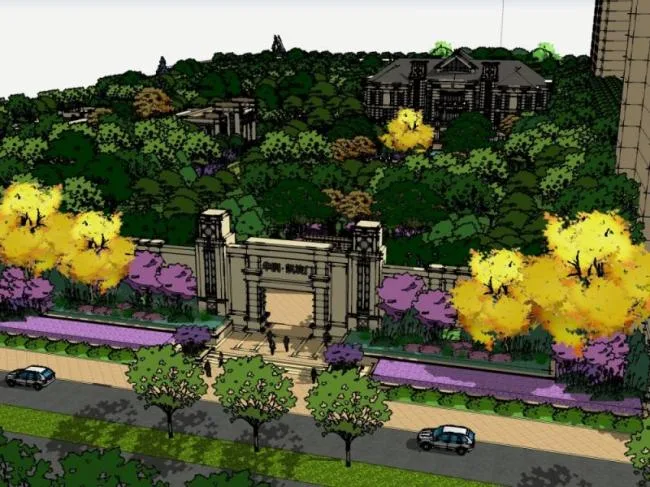 Sketchup Landscape Model | Community Landscape, Residential Landscape, European Style, Classical Style