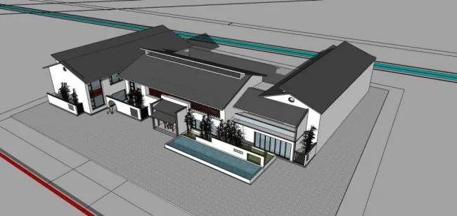 Sketchup Business Model | Multi story clubhouse, commercial building, Chinese style