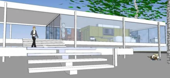 Sketchup Residential Model | Vansworth Residence, Modern Style, Mies