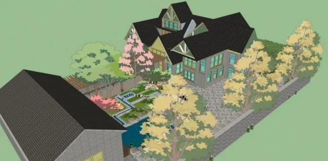 Modern Courtyard Landscape Design in SketchUp