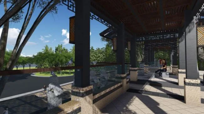 Sketchup Landscape Model | Square Landscape, Corridor Landscape, Chinese Style