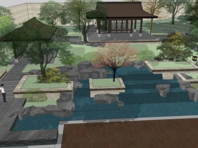 Sketchup Landscape Model | Courtyard Landscape, Chinese Style