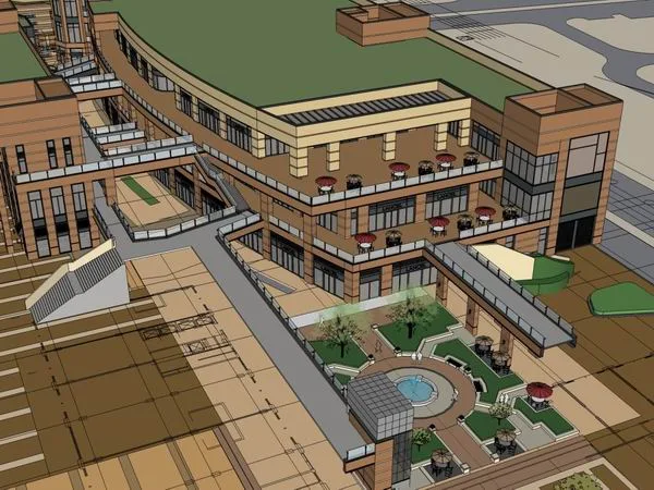 Sketchup Business Model | Multi story Commercial City, Classical Style