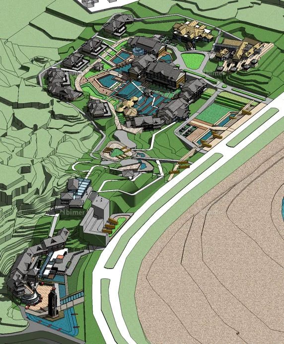 Sketchup Hotel Model | Saint Sarah Tourist Resort Center, Hotel, Clubhouse, Marina, Apartments