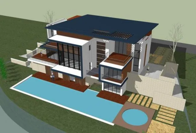 Sketchup Villa Model | Solo Villa, Modern Style