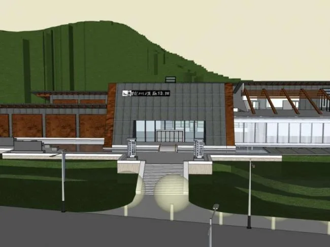 Sketchup Cultural Model | Multi story Mountain Museum, Cultural Architecture, Modern Style
