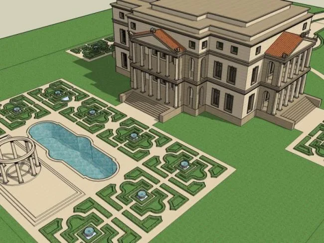 Sketchup Villa Model | Villa Landscape, Modern Style